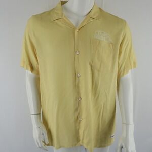 Duvin Beach Club‎ Short Sleeve Button Up Shirt Mens Large Yellow Rayon